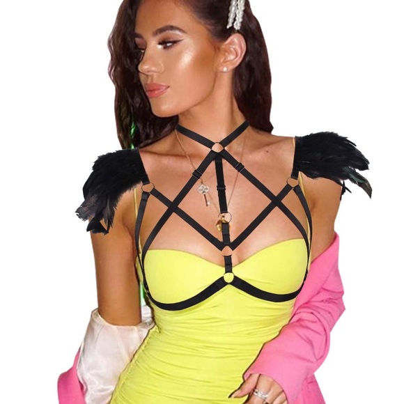 💋 BEAUTIFUL GIRL 💋 DIAMOND GAL EDGY ELITE QUEEN MAXI FEATHER FRINGE FLOWER - Picture 14 of 16